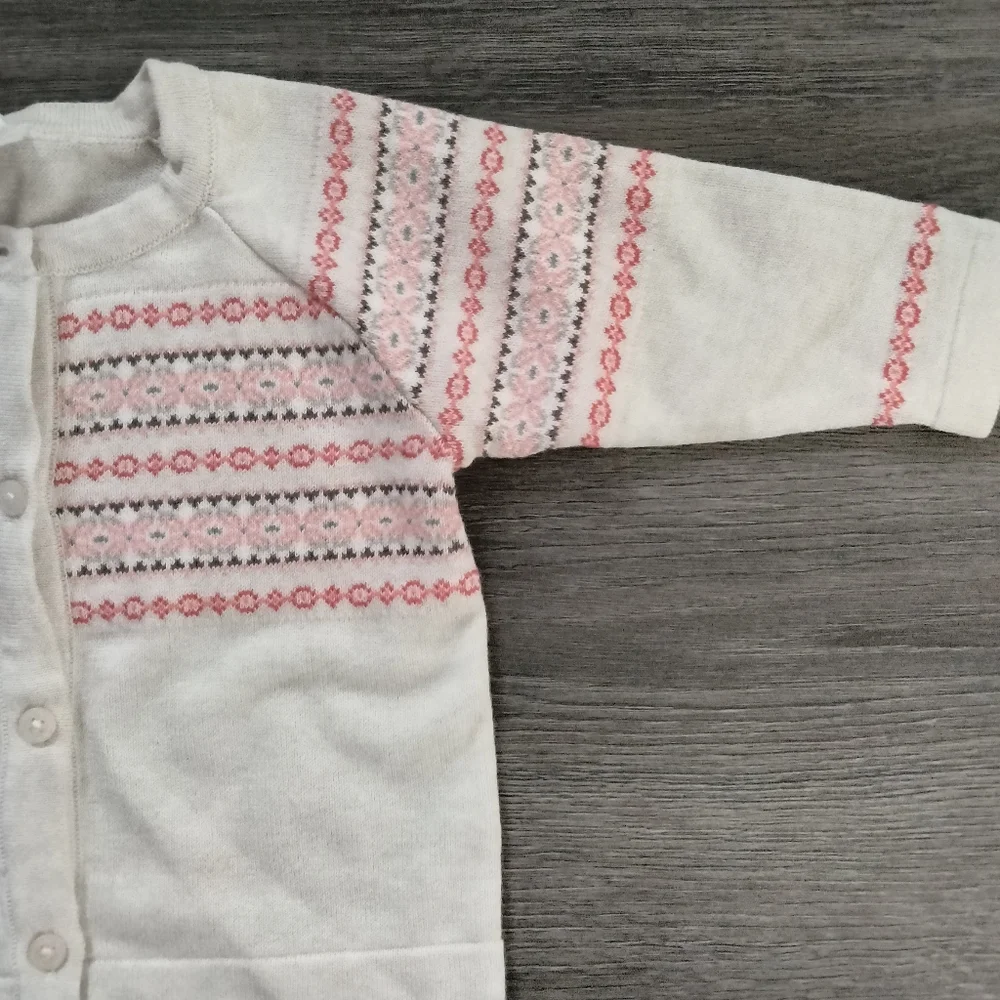 Gymboree Baby Cardigan Sweater Size 3-6 months Ivory Red NWT